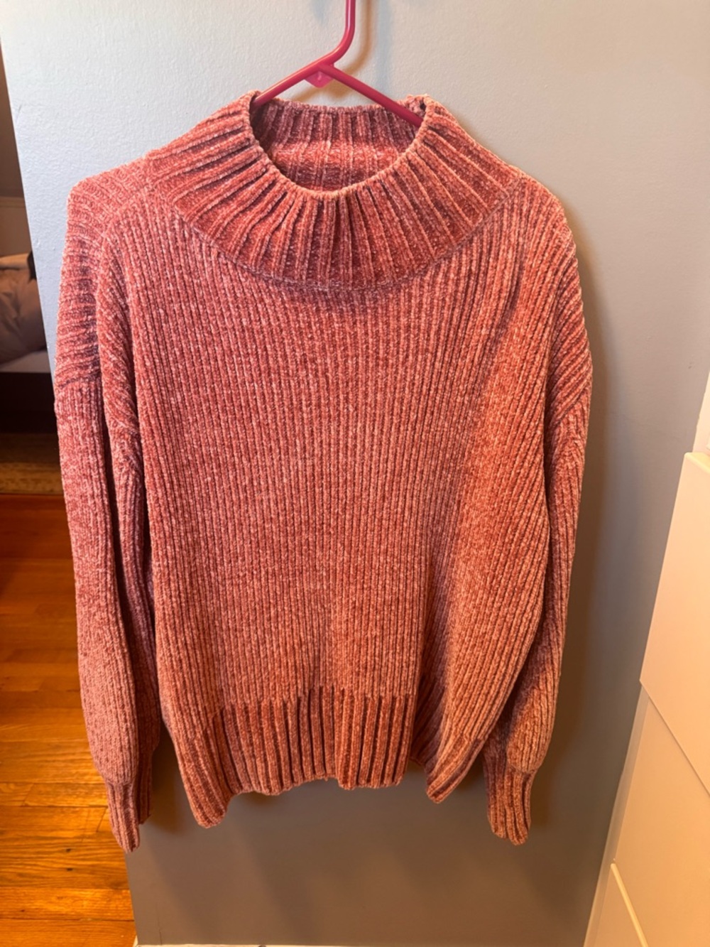Cynthia Rowley Plush Chenille Crewneck Sweater in Rust